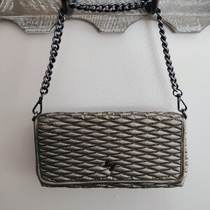 Lug Metallic Pewter Quilted Shoulder Bag